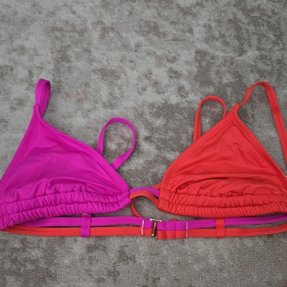 Sugar Beach Pink And Orange Color Block Bikini Top Size Large - Picture 2 of 4